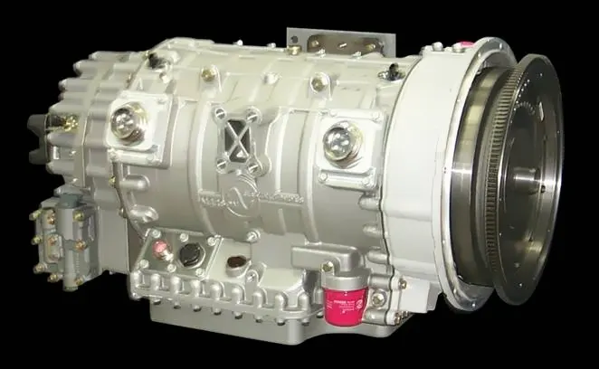 Allison EP 50 hybrid drive unit, a silver transmission-sized housing with electrical connectors on its side