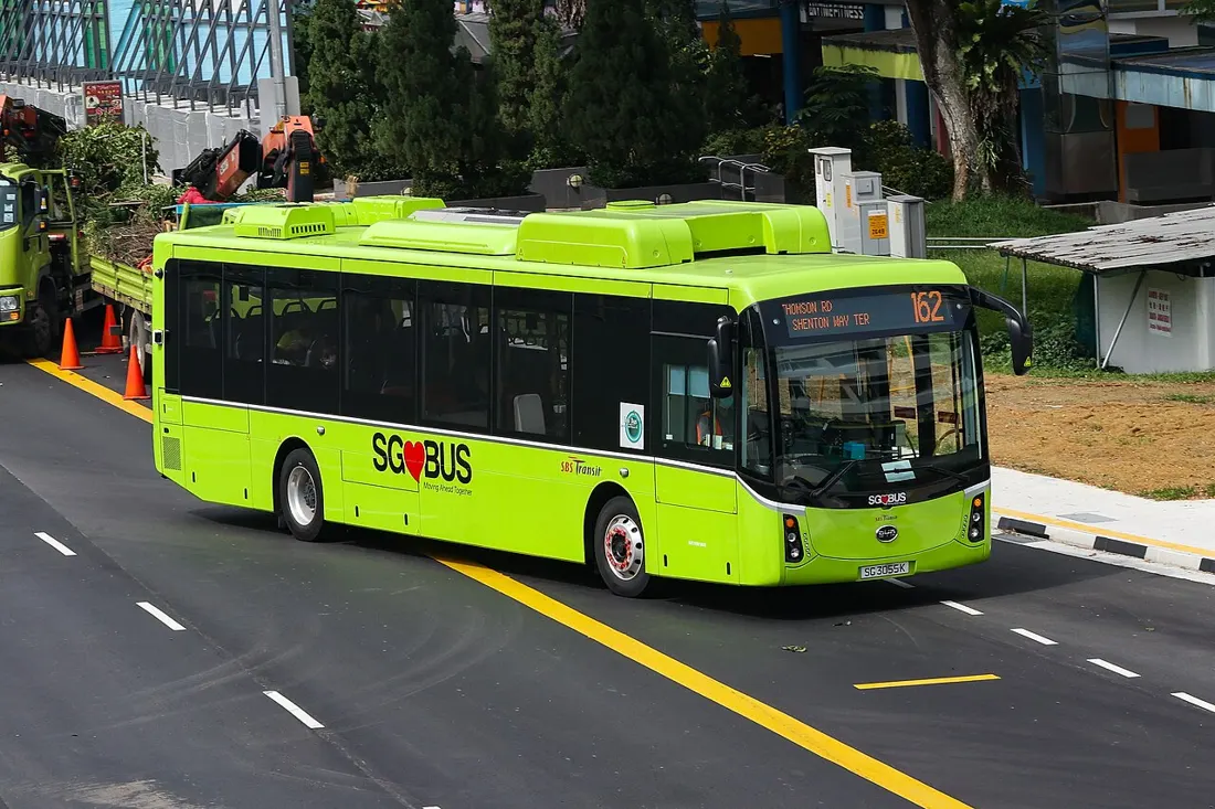 A BYD K9 battery-electric city bus in service in Singapore